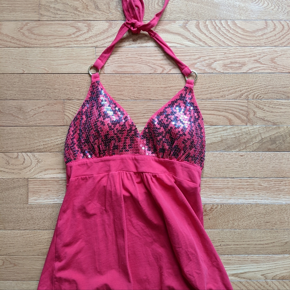 Sequin Red Halter Top